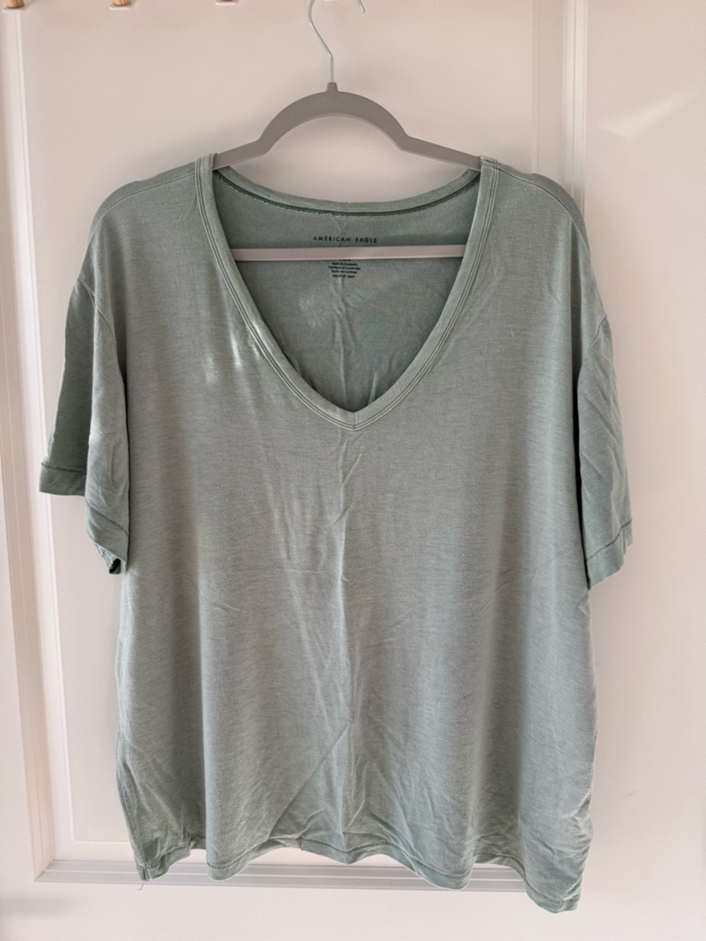 American Eagle Outfitters Short Sleeve V-Neck Tee - Sage